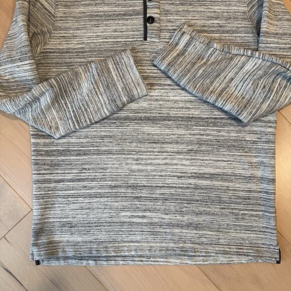 Relwen Henley Button Collar Sweater Large Heather Gray Fleece Pullover Outerwear - Picture 5 of 8